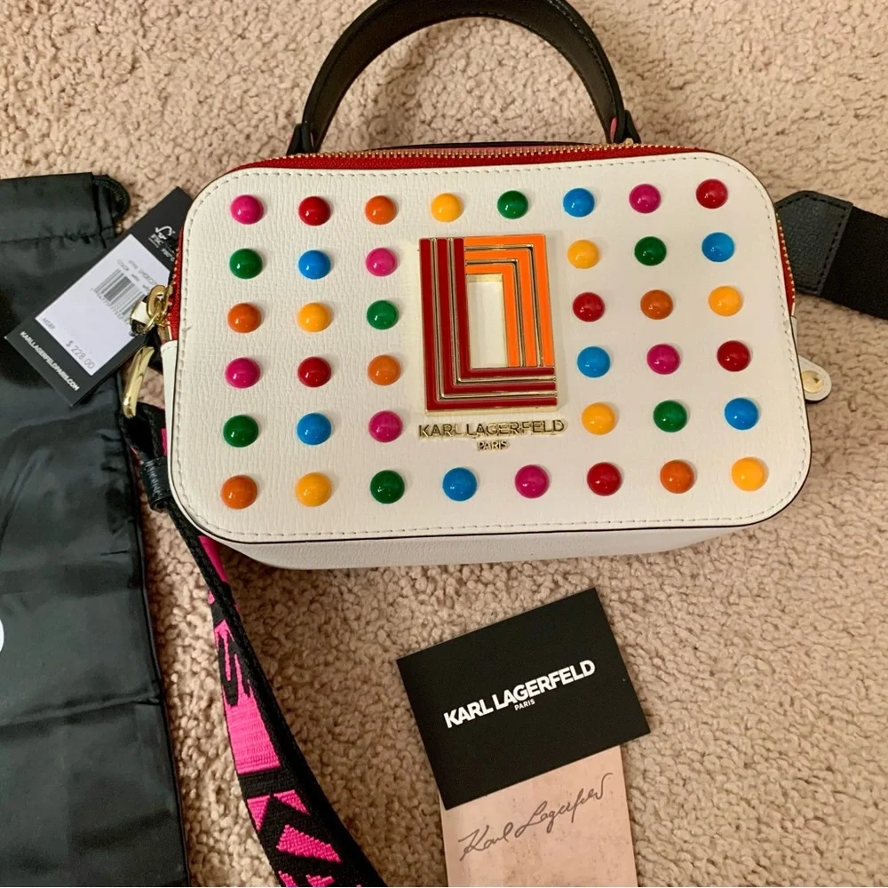 Karl Lagerfeld White Crossbody Bag with Polkadots - Picture 6 of 14